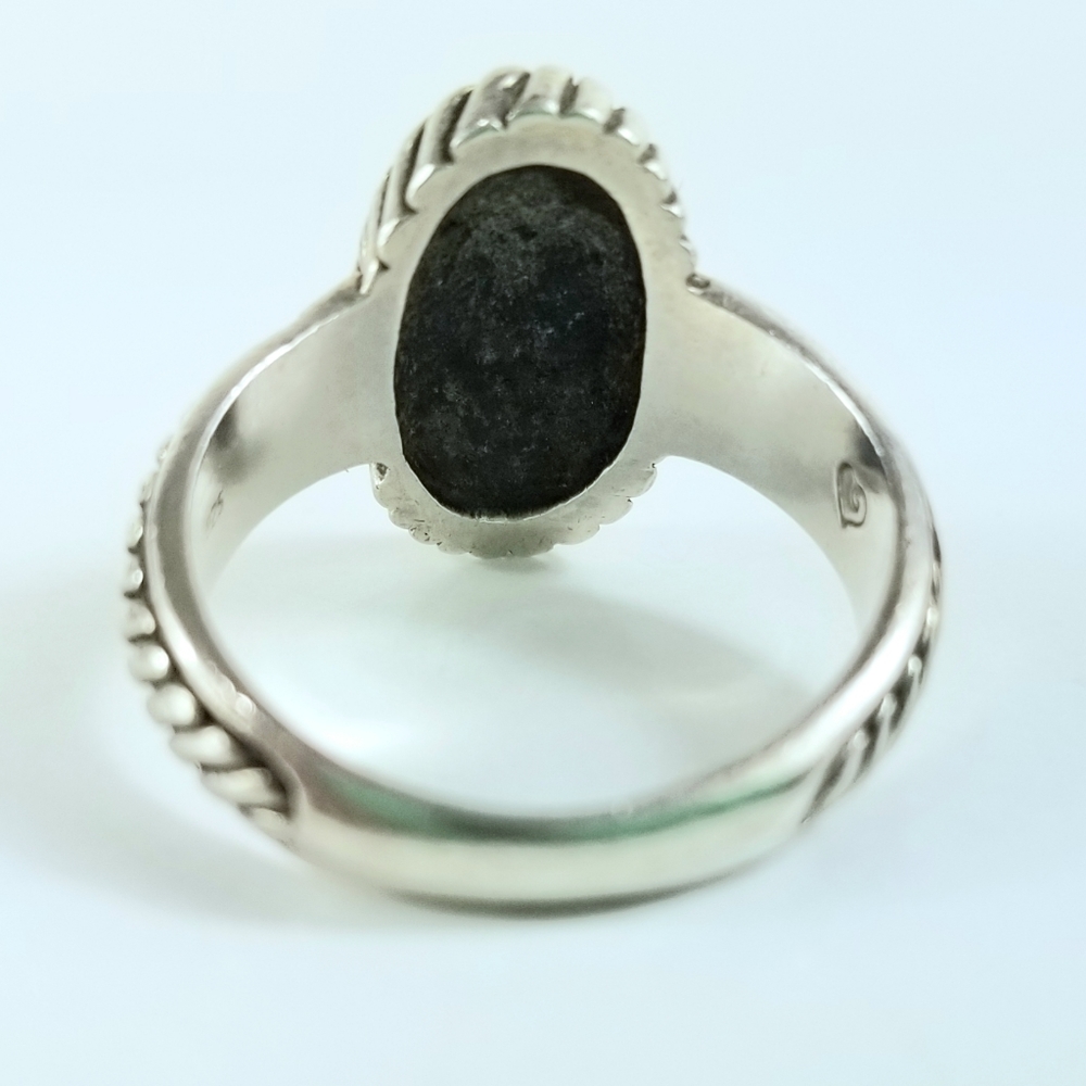 Sz 6 Brighton Sterling Silver Cable Long Cabochon Ring Retired - Picture 4 of 12